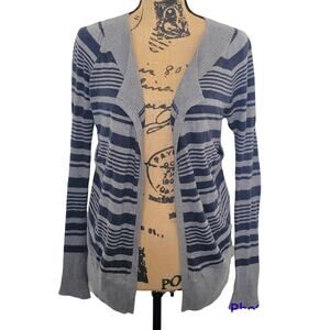 Small DKNY cardigan, grey and na y blue stripes